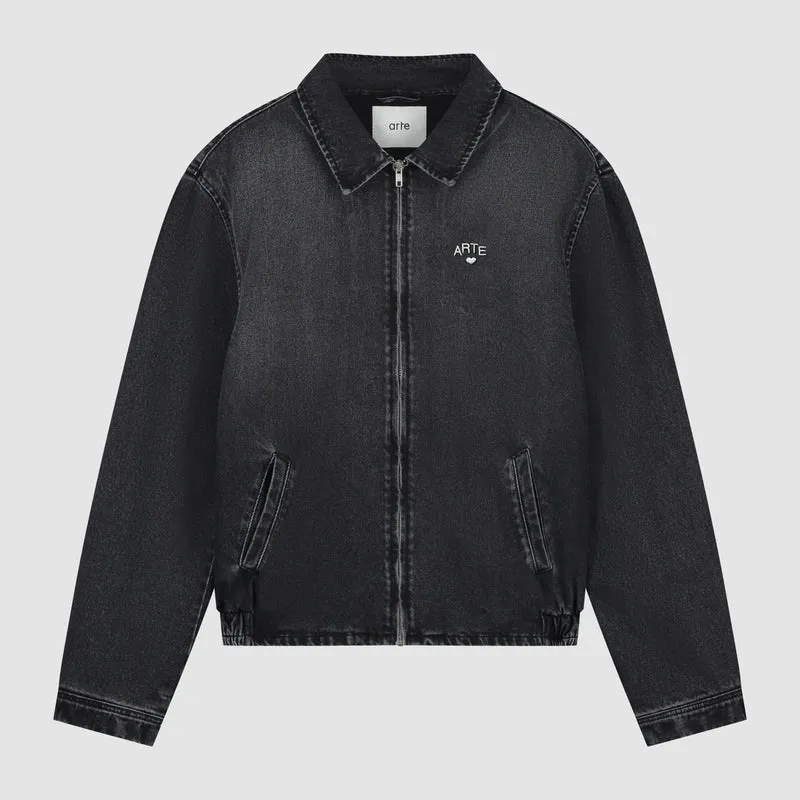 Veste classique en denim délavé - Noir