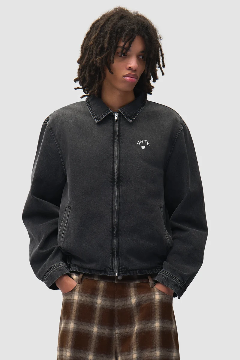 Veste classique en denim délavé - Noir