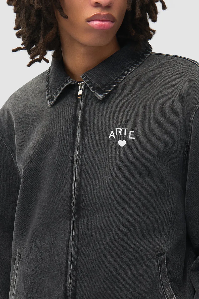 Veste classique en denim délavé - Noir