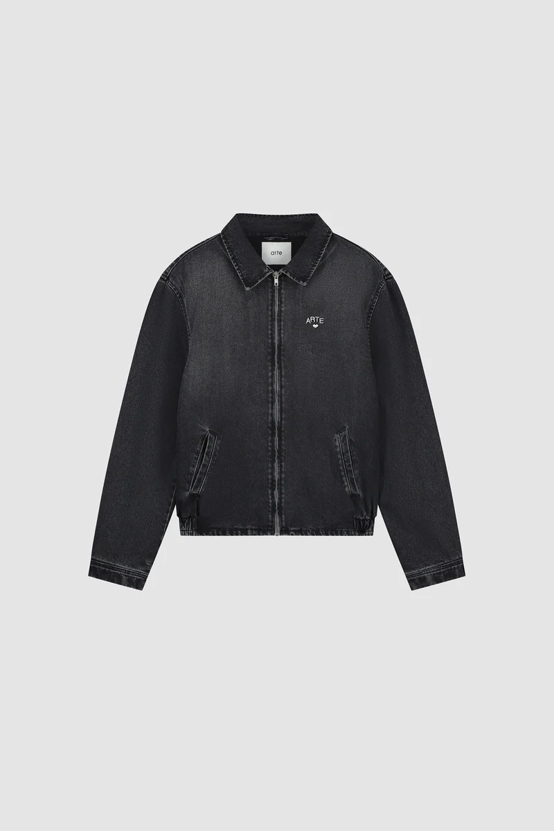 Veste classique en denim délavé - Noir
