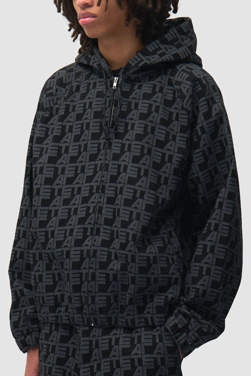 Veste en jean à carreaux sur toute la surface - Jean noir