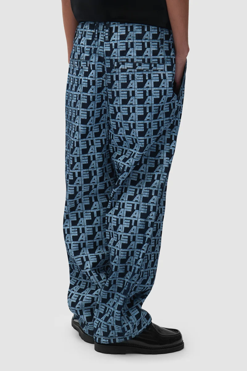 Pantalon à carreaux sur toute la surface - Denim
