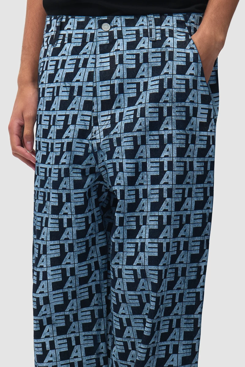 Pantalon à carreaux sur toute la surface - Denim