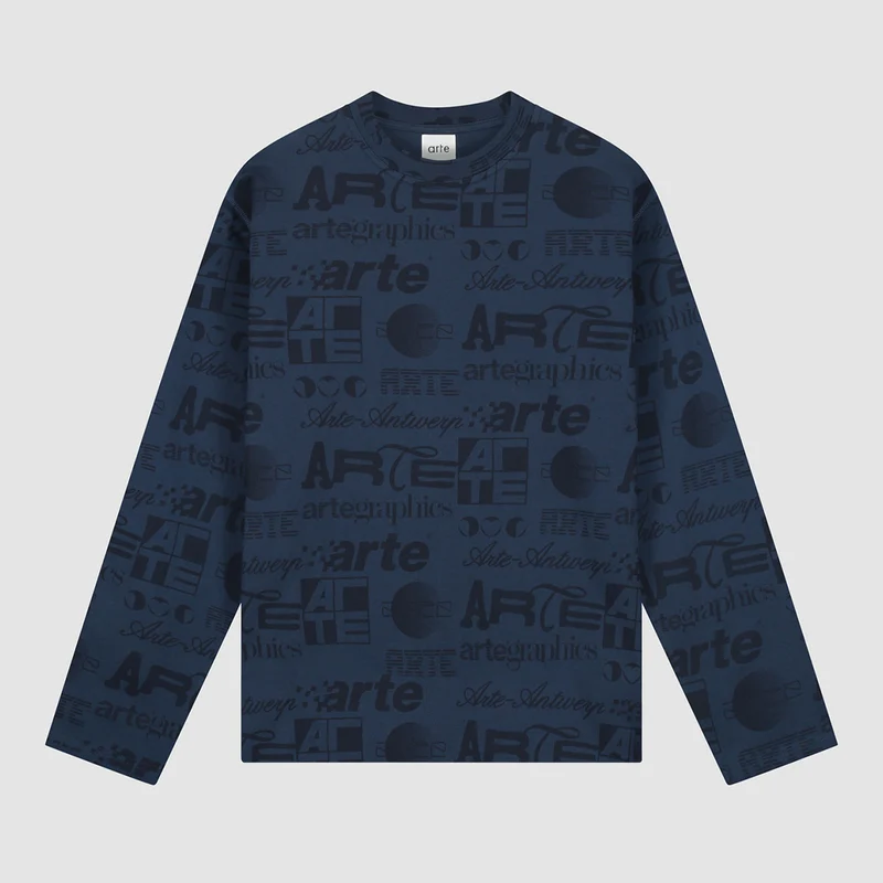 T-shirt à manches longues Polygraphic - Bleu marine/Noir