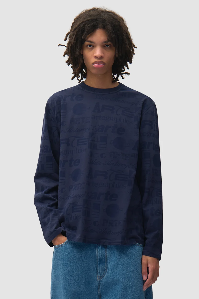 T-shirt à manches longues Polygraphic - Bleu marine/Noir