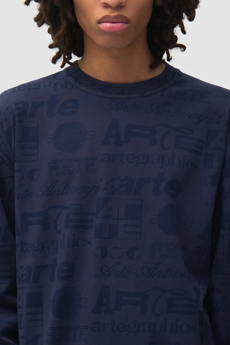 T-shirt à manches longues Polygraphic - Bleu marine/Noir