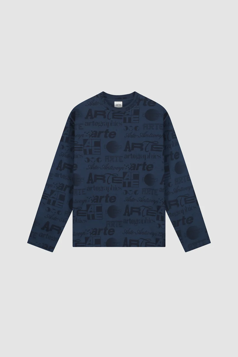 T-shirt à manches longues Polygraphic - Bleu marine/Noir