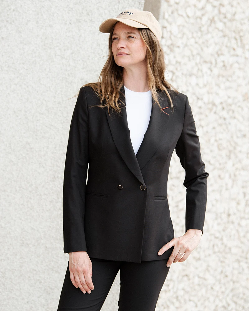 Veste ceinturée Olbia - Noire super 120's