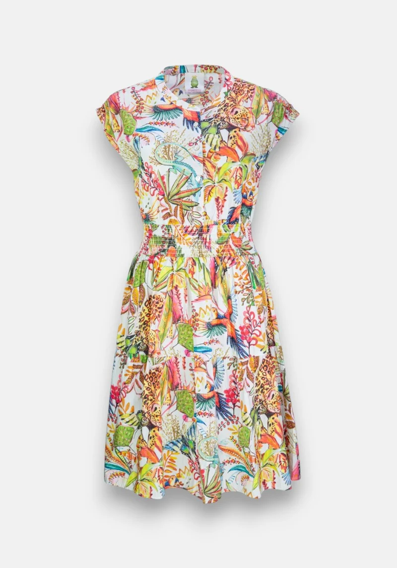 Robe en popeline imprimée jungle