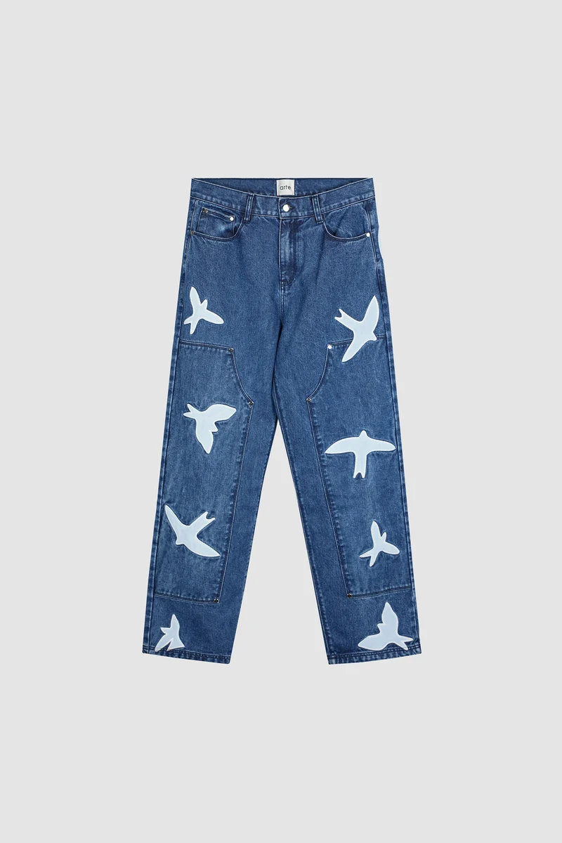 Pantalon Parker Birds - Bleu lavé