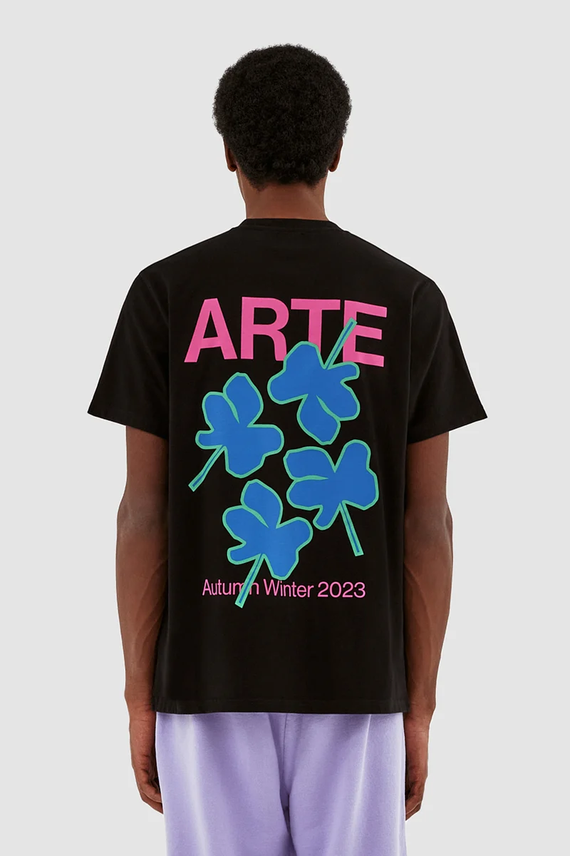 T-shirt Tommy Back Flowers - Noir