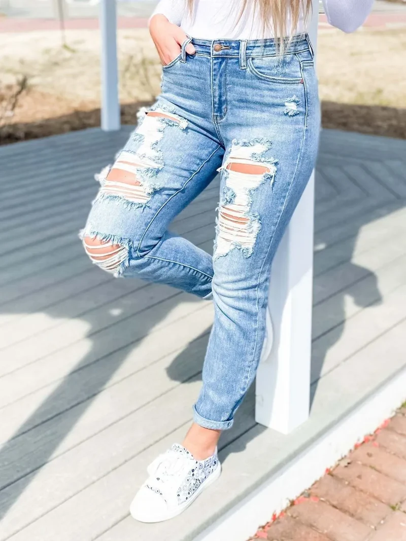 Jean skinny usé