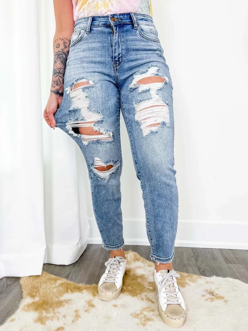 Jean skinny usé
