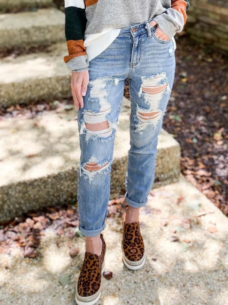 Jean skinny usé