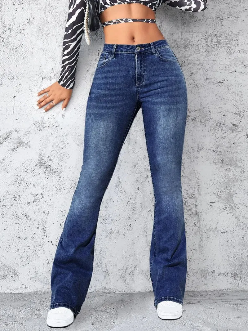 Jean taille haute avec poches