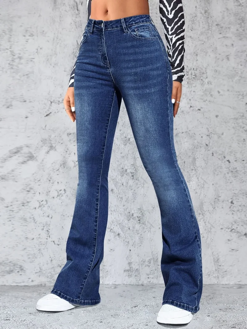 Jean taille haute avec poches