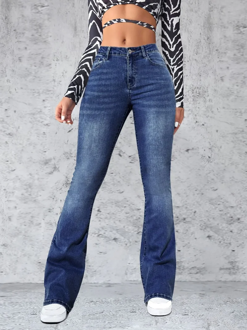 Jean taille haute avec poches