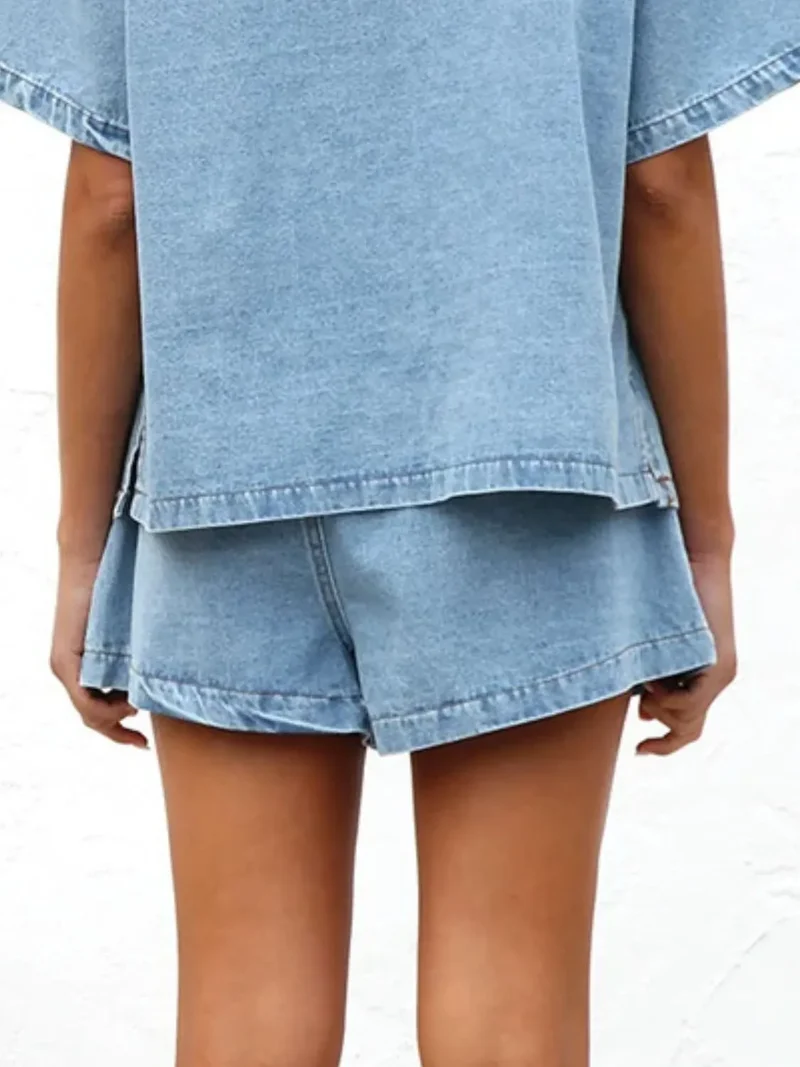Short en jean à taille élastique