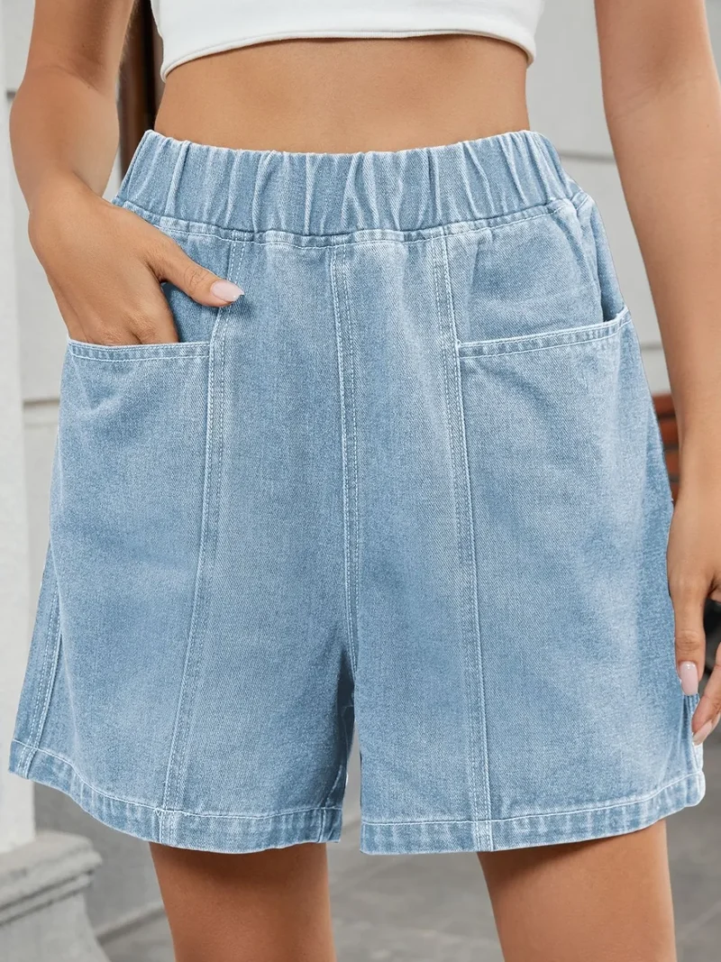 Short en jean à taille élastique