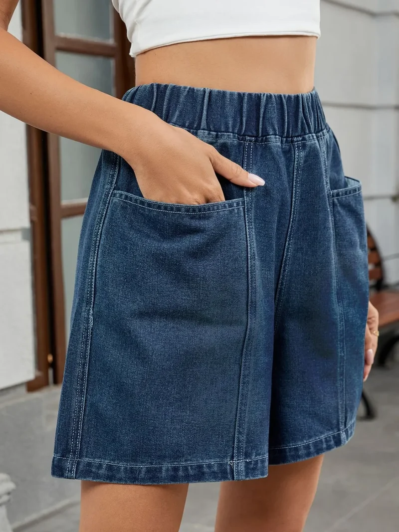 Short en jean à taille élastique