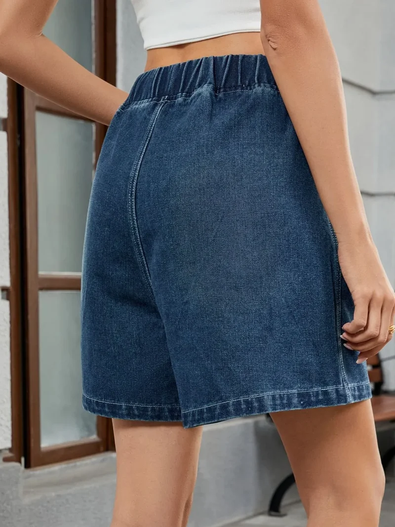 Short en jean à taille élastique