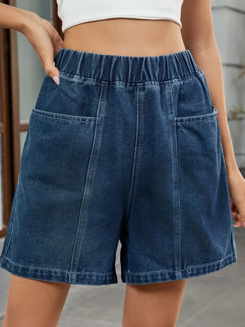 Short en jean à taille élastique