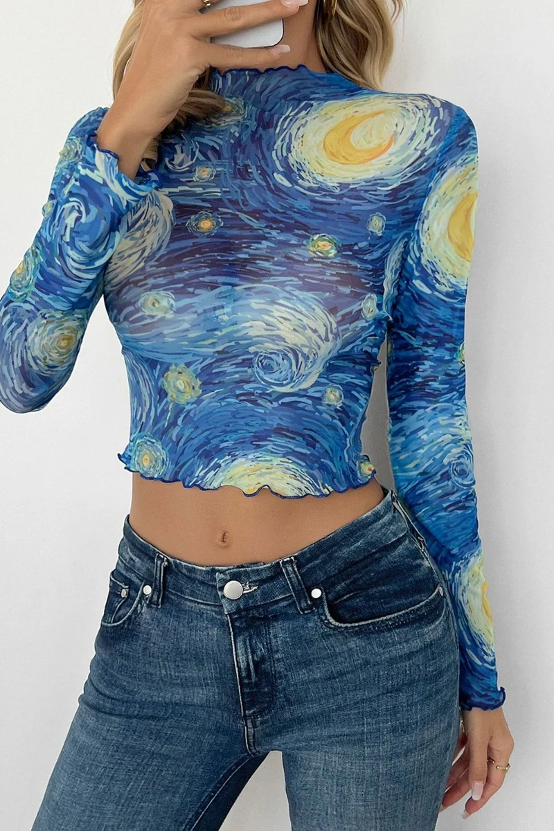 T-shirt court en maille ciel étoilé