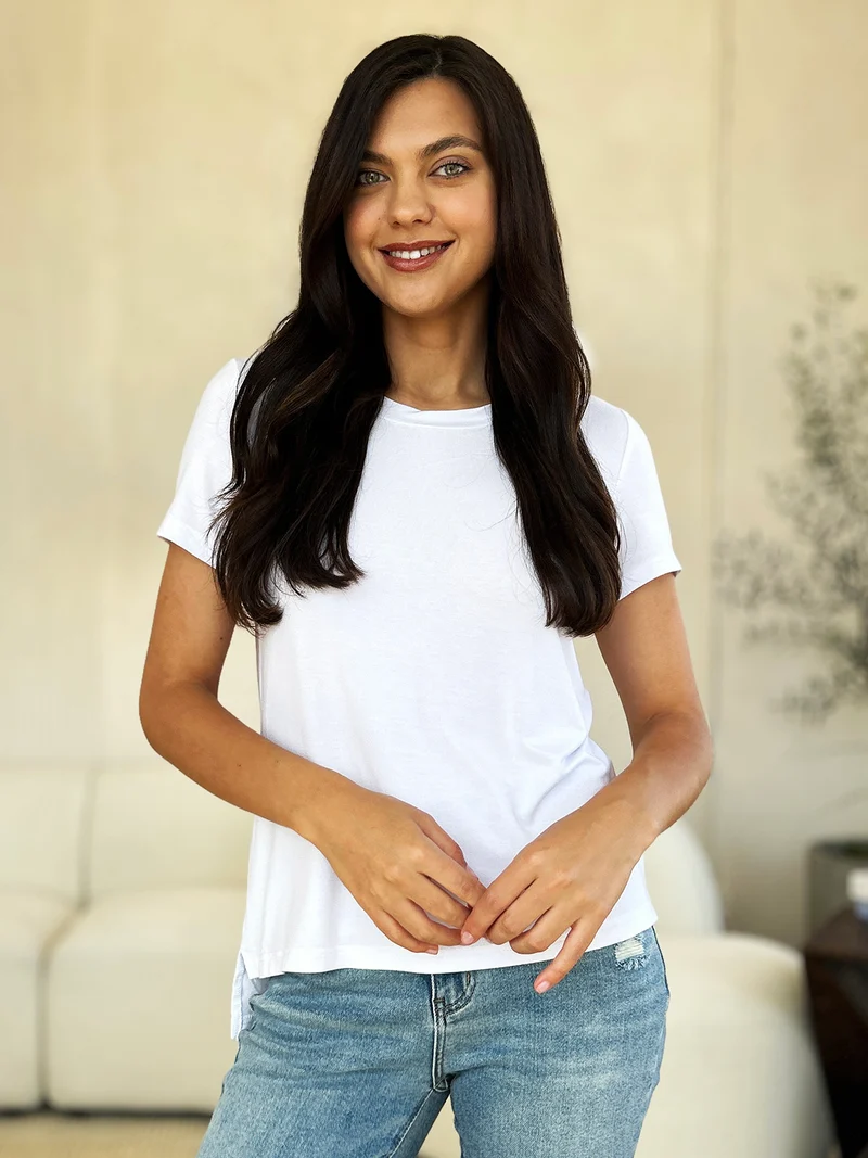 Basic Bae T-shirt à manches courtes et col rond pleine taille