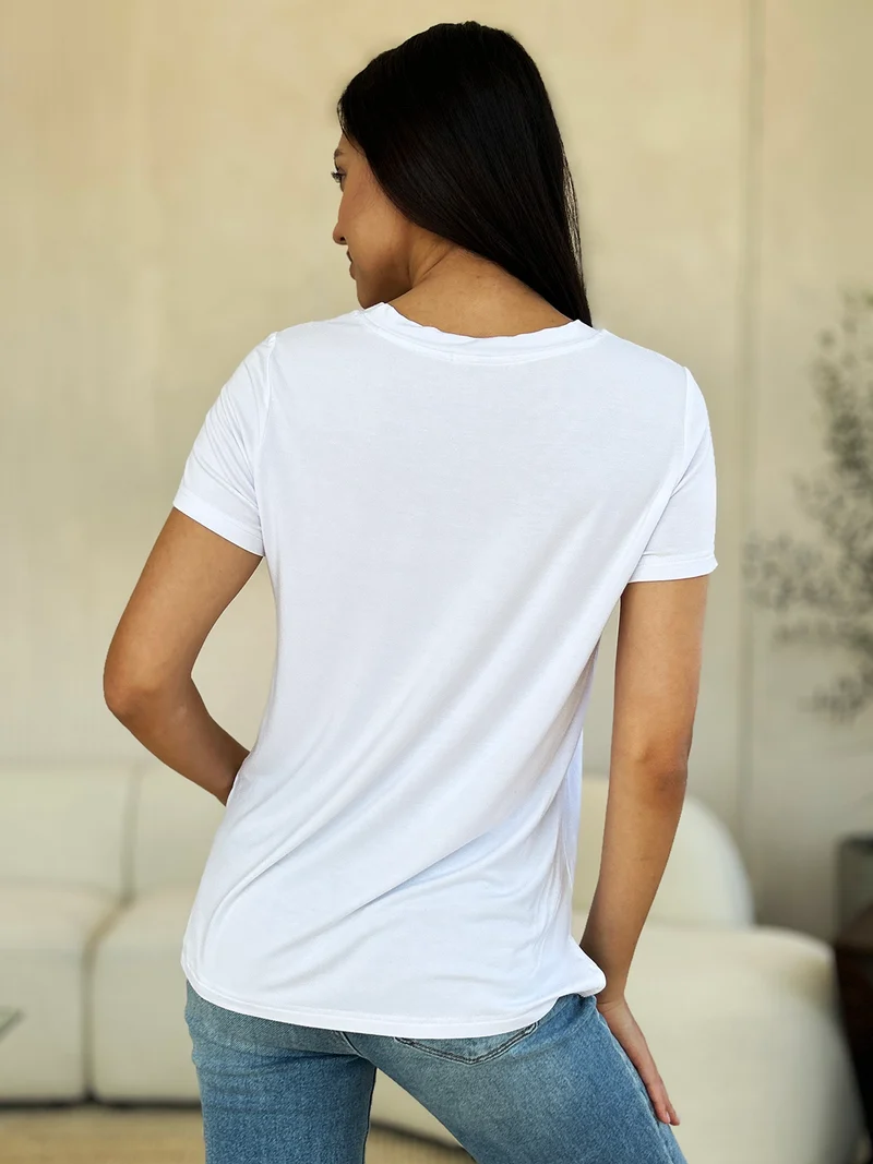 Basic Bae T-shirt à manches courtes et col rond pleine taille