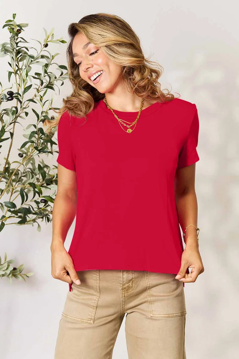 Basic Bae T-shirt à manches courtes et col rond pleine taille