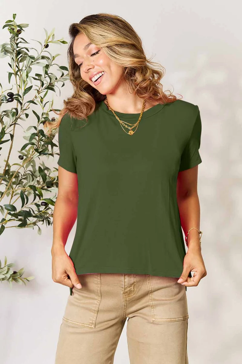 Basic Bae T-shirt à manches courtes et col rond pleine taille