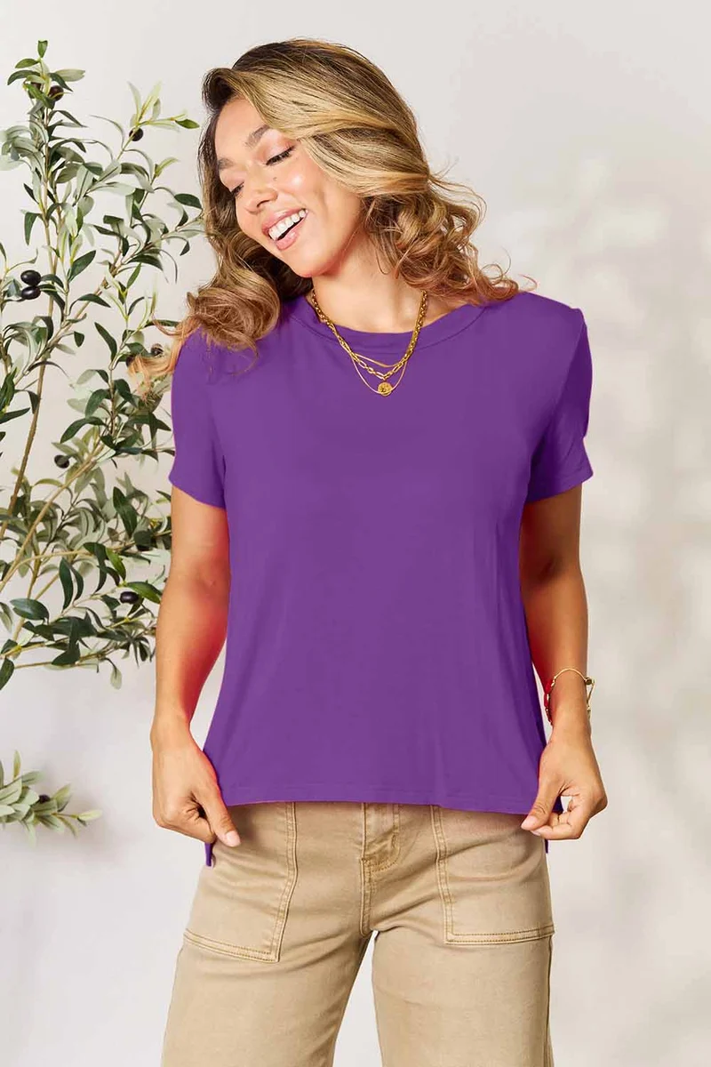 Basic Bae T-shirt à manches courtes et col rond pleine taille