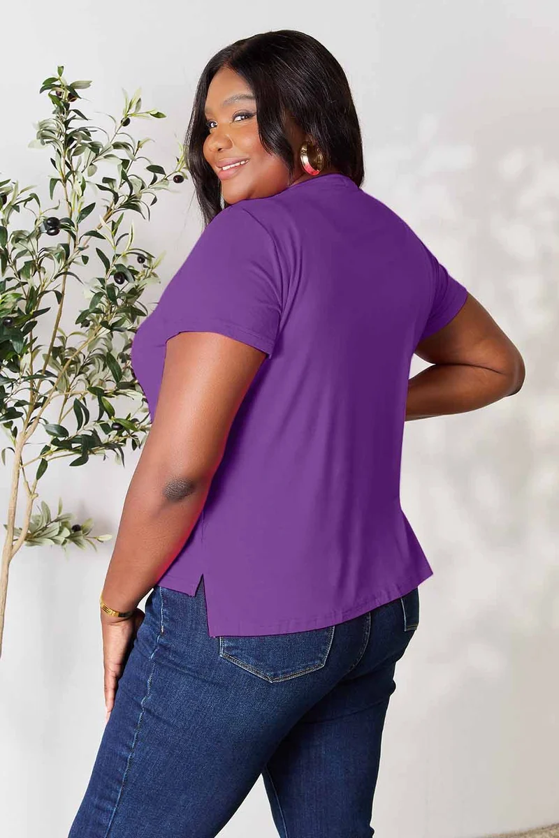 Basic Bae T-shirt à manches courtes et col rond pleine taille