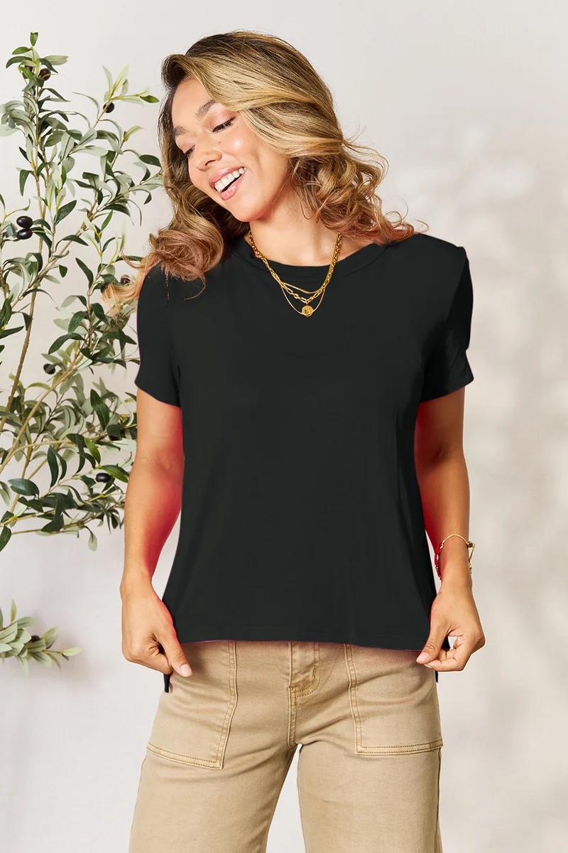 Basic Bae T-shirt à manches courtes et col rond pleine taille