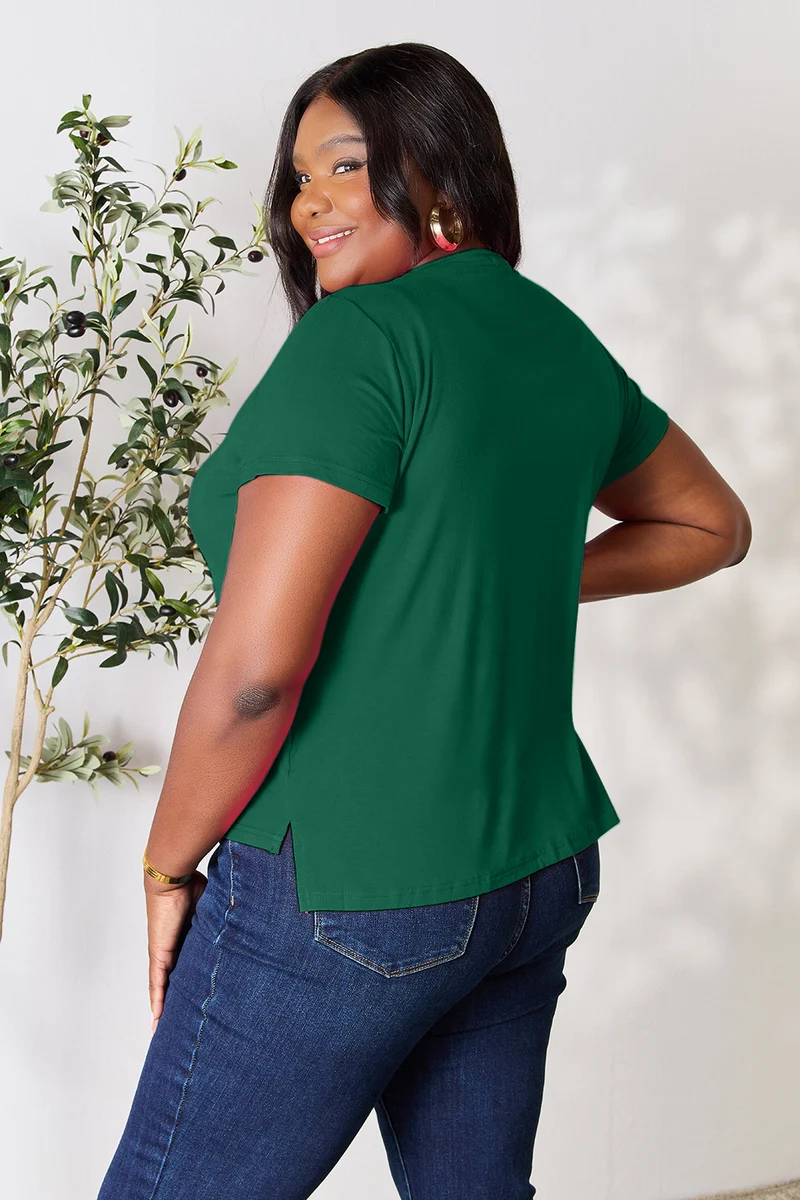 Basic Bae T-shirt à manches courtes et col rond pleine taille
