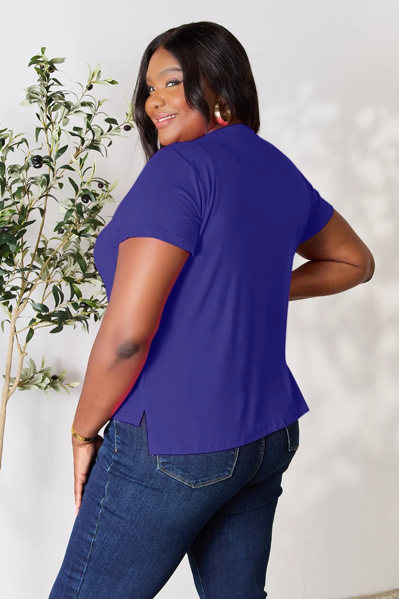 Basic Bae T-shirt à manches courtes et col rond pleine taille