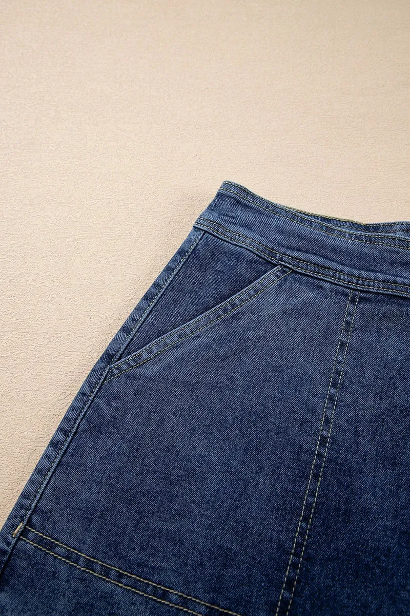 Jupe-short asymétrique en jean avec poches