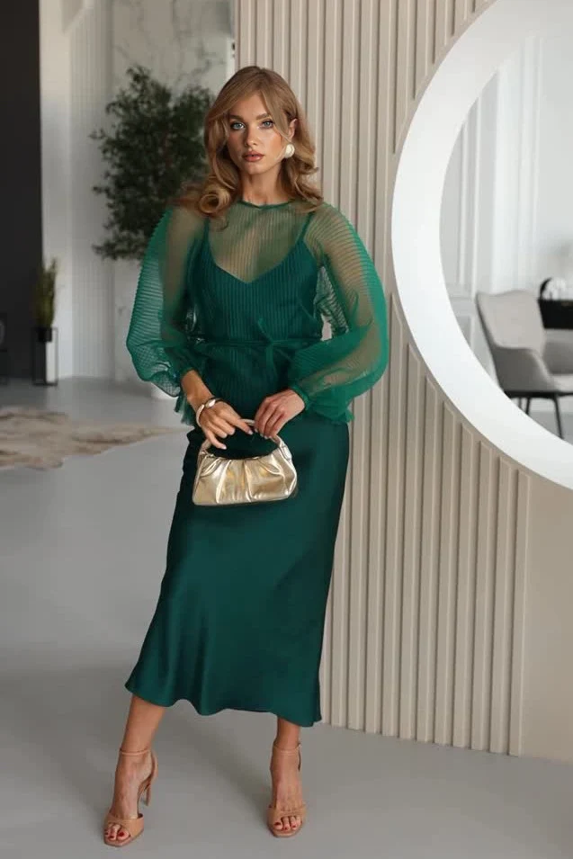 See-Through Shirt And Slip Dress Set