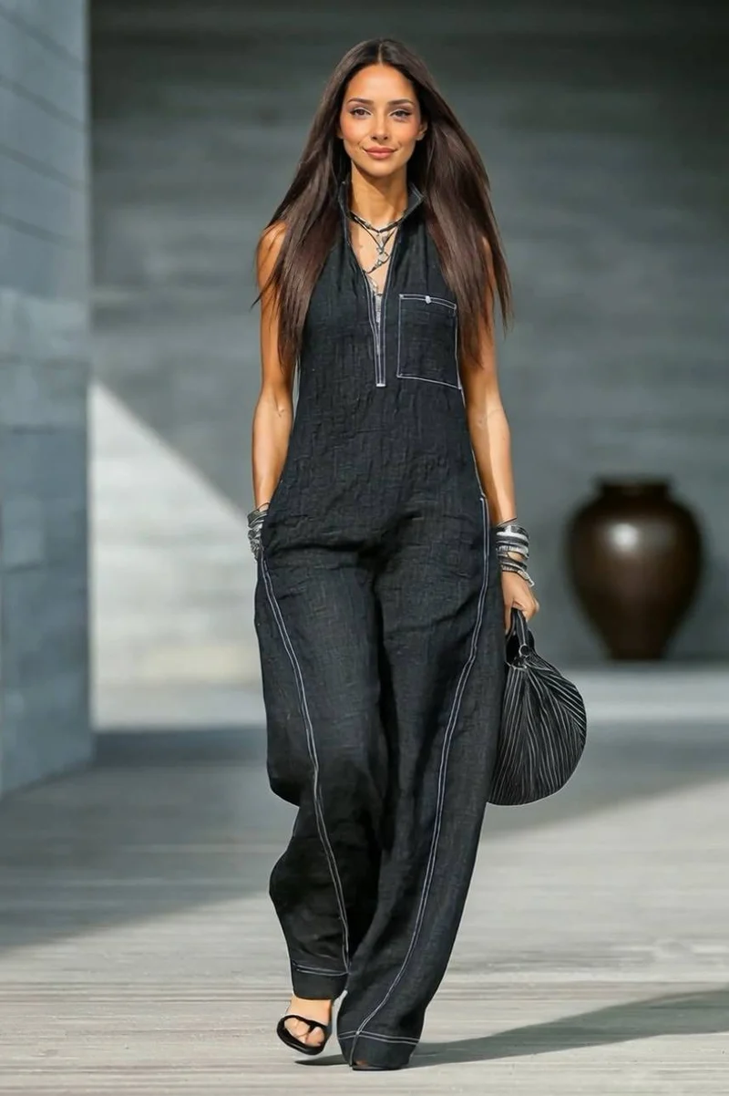 Holiday Style Color Contrast Jumpsuit
