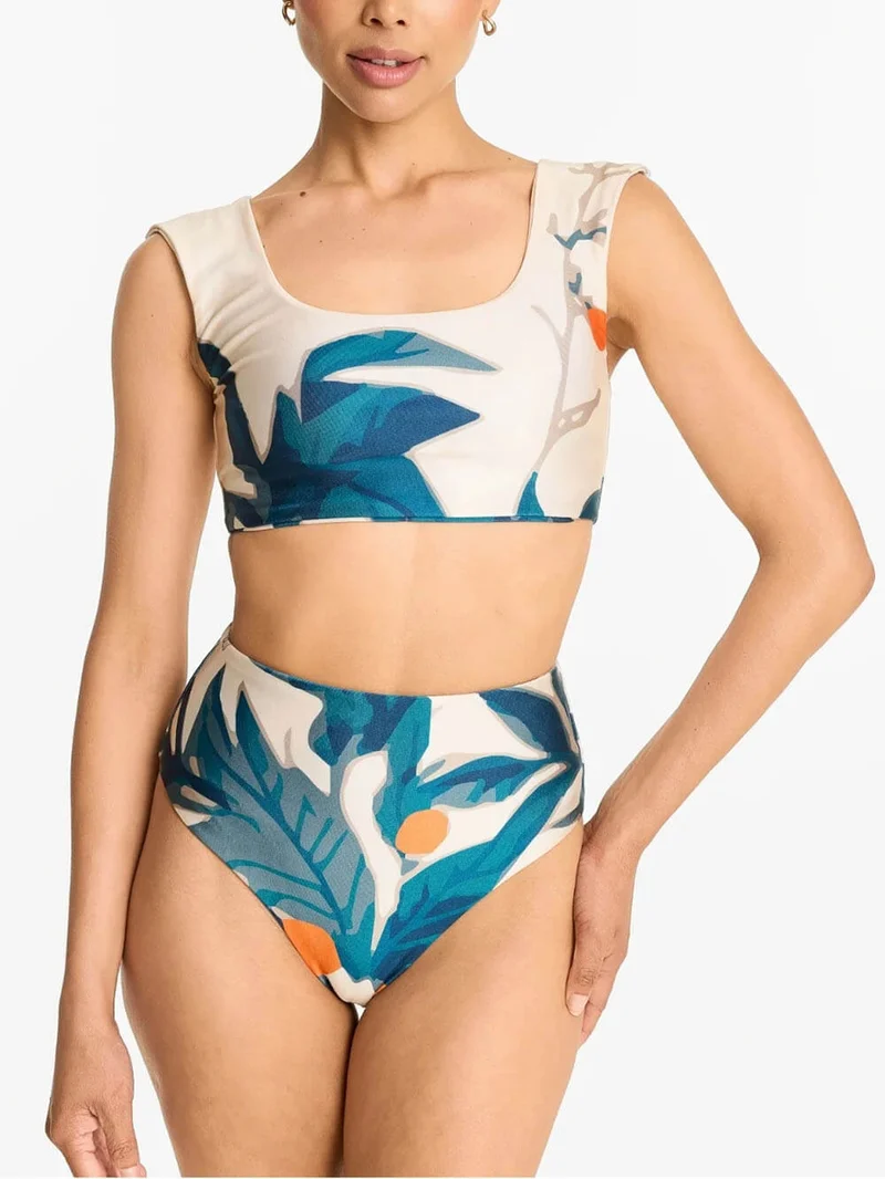 Sexy Tropical Leaf Print Bikini Set