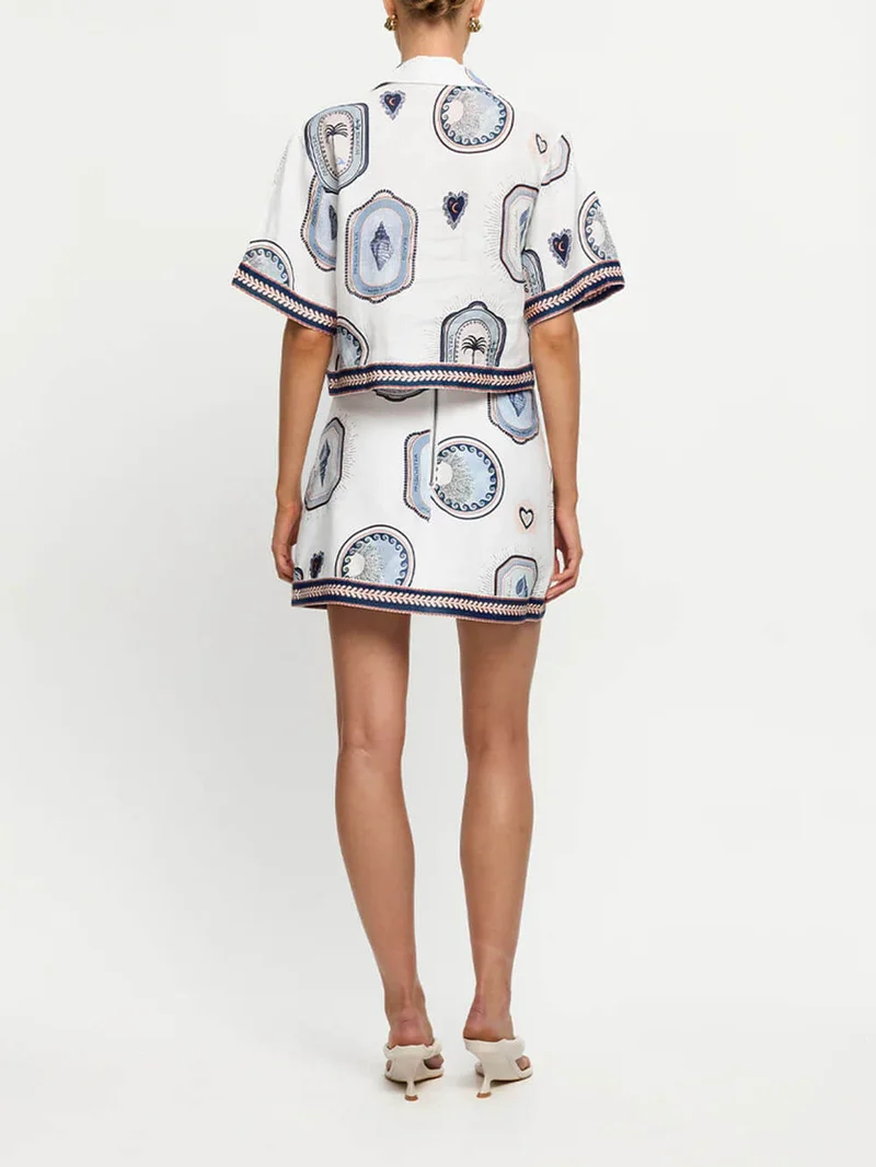 Retro Seashell Print Loose Top