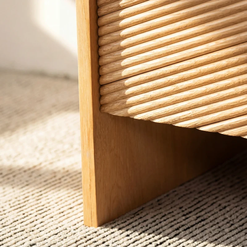 Vista Sideboard White oak with sculpted slat detailing