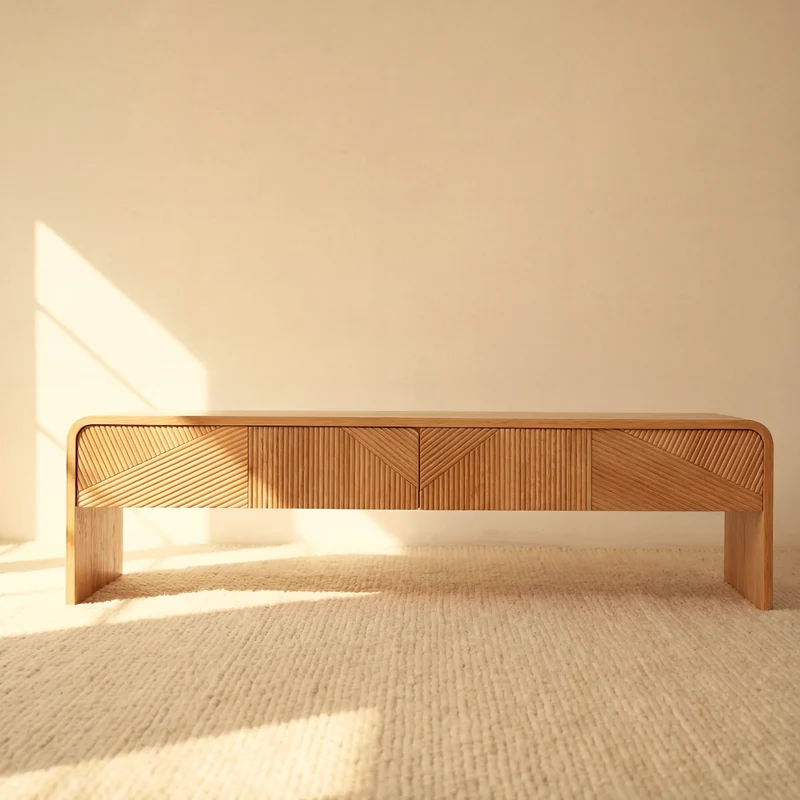 VISTA Coffee Table White oak with sculpted slat detailing