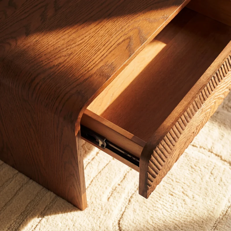 VISTA Coffee Table White oak with sculpted slat detailing