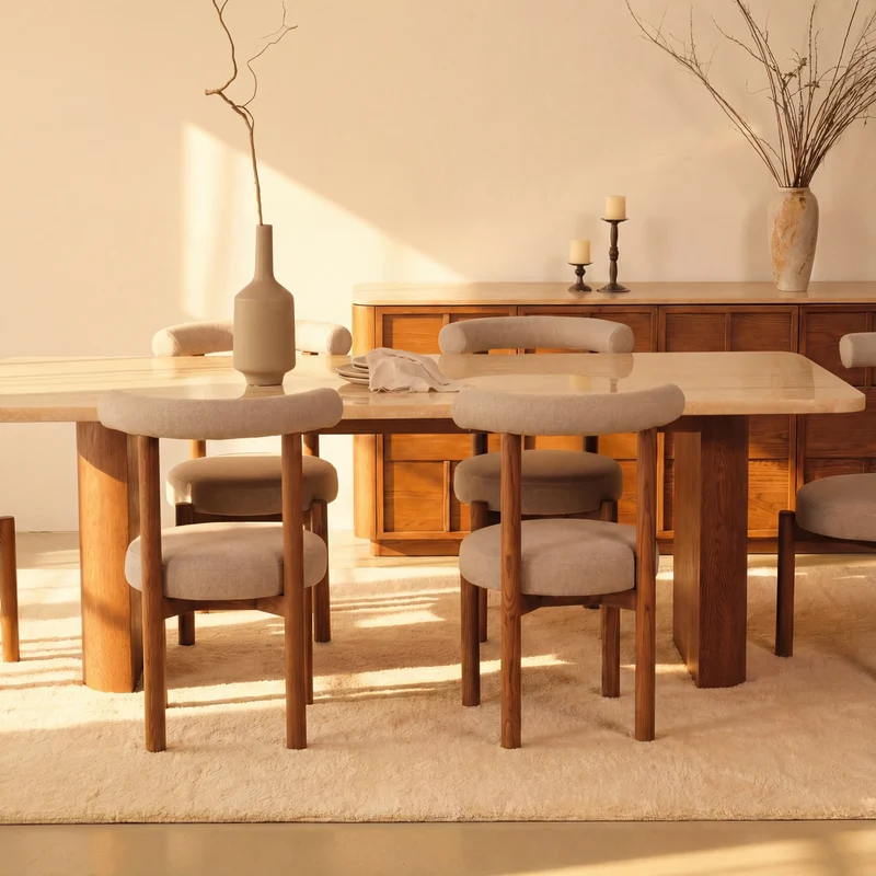 Hearth Sideboard Oak wood with travertine top