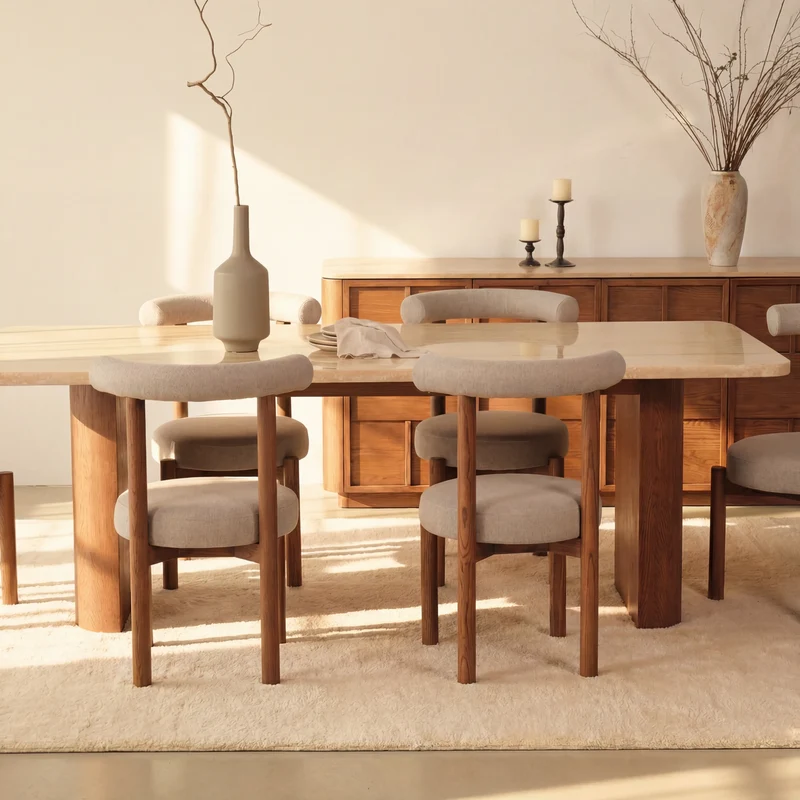 Hearth Sideboard Oak wood with travertine top
