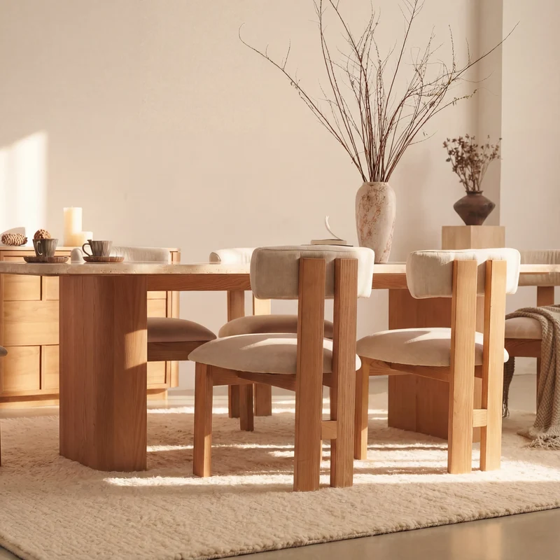 Hearth Sideboard Oak wood with travertine top