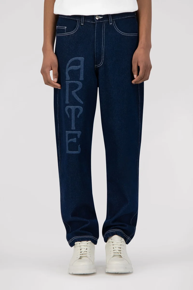 Pantalon Paul avec logo sur le devant - Denim bleu