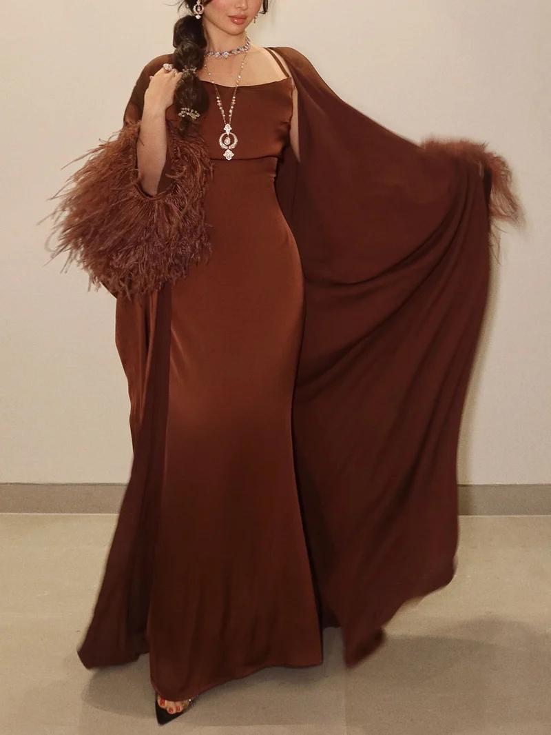 Elegant Slip Dress And Shawl Two-piece Set