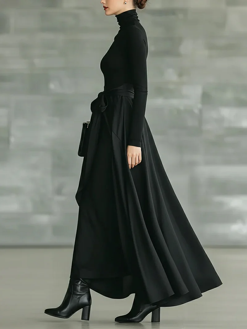Casual Satin Tie-waist Skirt Two-piece Set